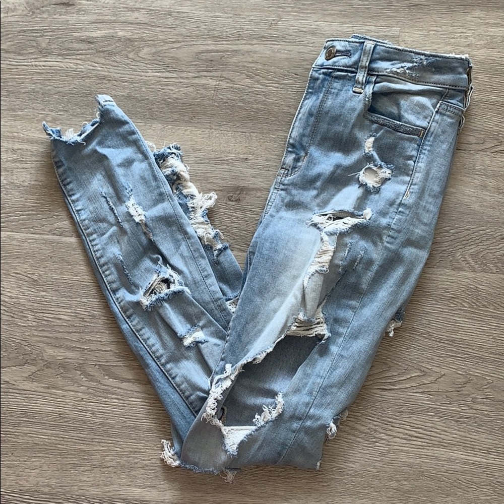 American Eagle Super Distressed Skinny Jeans